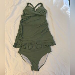 Green Ruffled Swimsuit